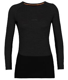 Tricou ICEBREAKER W ZONEKNIT 200 LS CREWE Lady, jet hthr/negru/metro hthr/cb