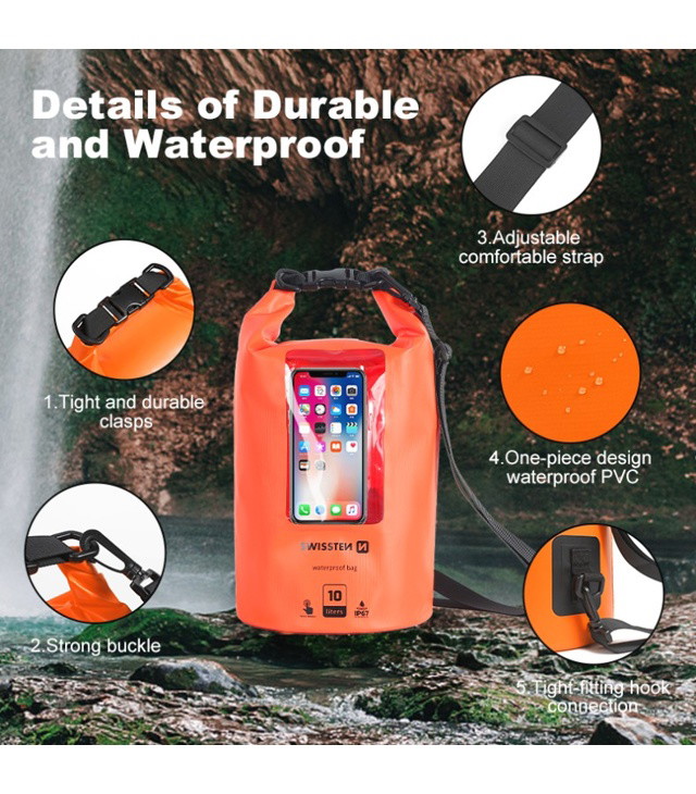 Vízálló Swissten VODOTĚSNÉ POUZDRO WATERPROOF 10L Uni, narancssárga tok