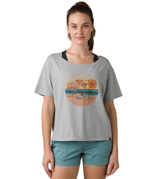 Majica PRANA ORG GRAPHIC TEE Lady, grey beach flower