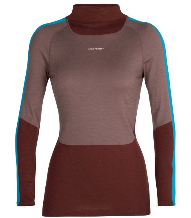 Triko dlouhý rukáv ICEBREAKER W 200 SONE LS HIGH NECK Lady, mink/espresso/arctic t/cb