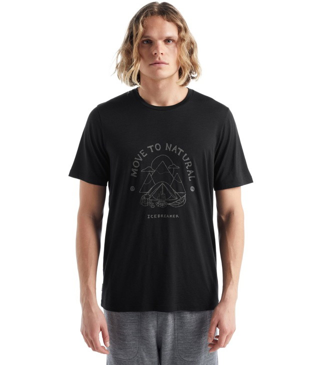 Tričko ICEBREAKER M TECH LITE II SS TEE CANOPY CAMPER Man, black
