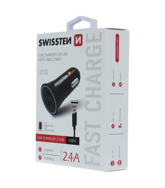 Swissten CL ADAPTER 2,4A POWER 2X USB KÁBEL USB-C Uni adapter