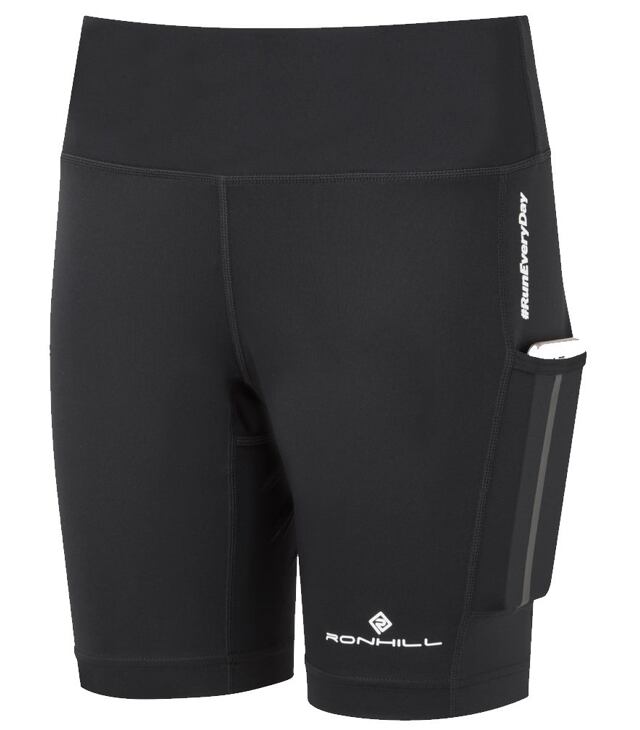 Spodenki damskie RONHILL W TECH REVIVE STRETCH SHORT, całe czarne