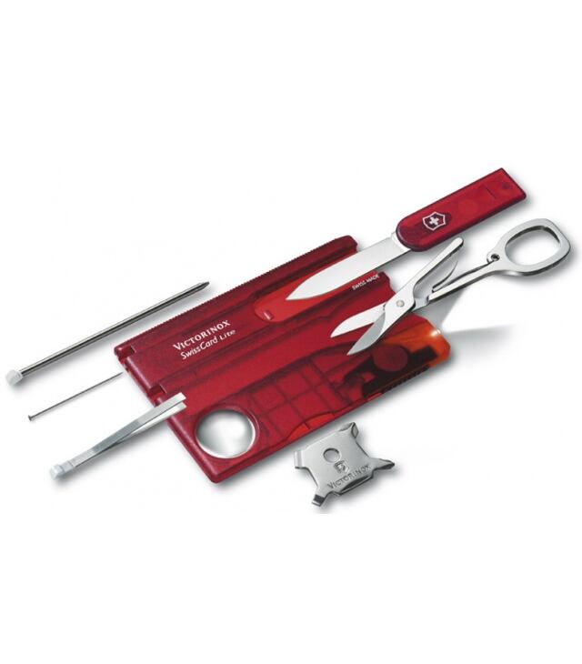 Nůž VICTORINOX SWISSCARD LITE 0.7300.T RUBY TRANSL./LED