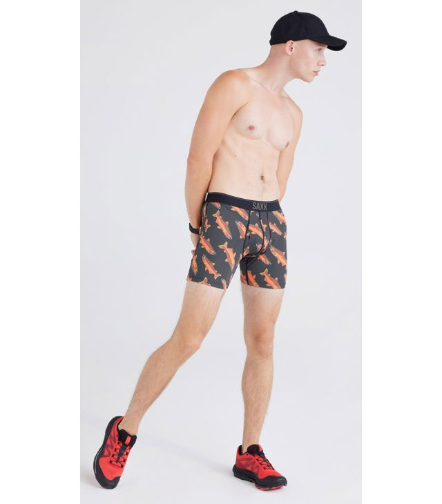 Boxerky SAXX QUEST QDM BOXER BRIEF FLY Man, coho-black