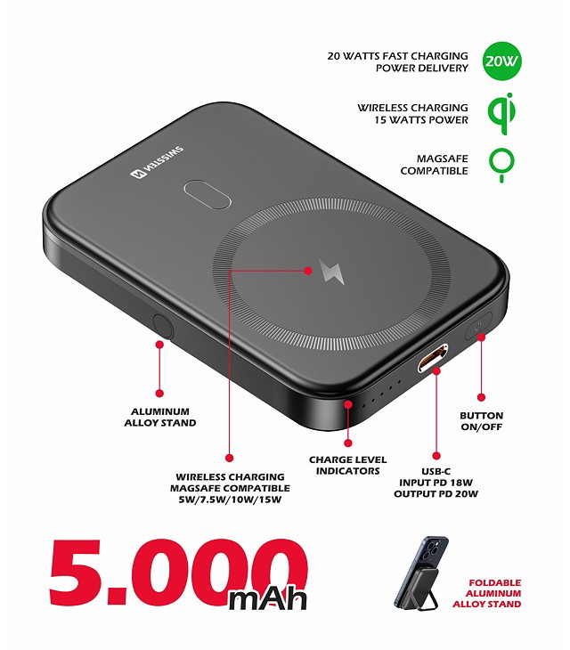 Powerbank Swissten POWER BANK PD 20W 5000 MAH Uni