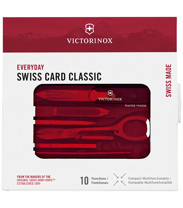 Multifunkční nástroj VICTORINOX SWISS CARD 0.7100.T RUBY TRANSL.