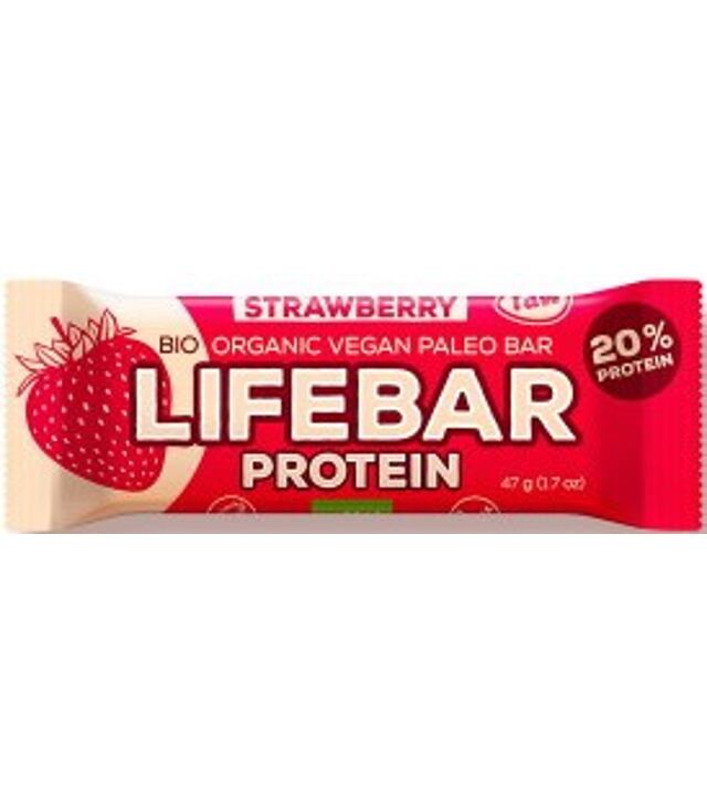 Żywność turystyczna LIFEFOOD LIFEBAR PROTEIN TRUSKAWKA RAW BIO 47 G