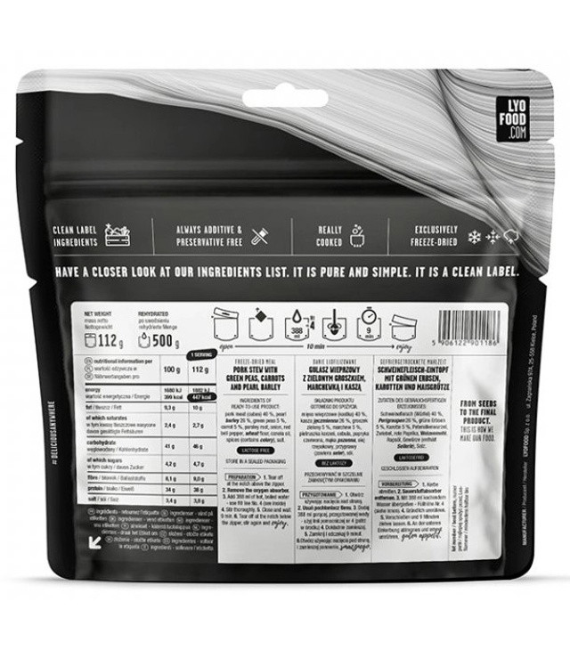 Výživa LYO DUŠENÉ VEPŘOVÉ S KROUPAMI 500G